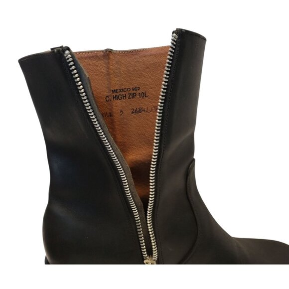 FRYE Campus Short Boot Black Leather Western Cowgirl Moto - Picture 7 of 10